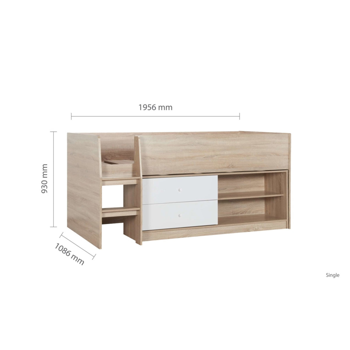 2026 Leyton Cabin Bed - White & Oak Effect