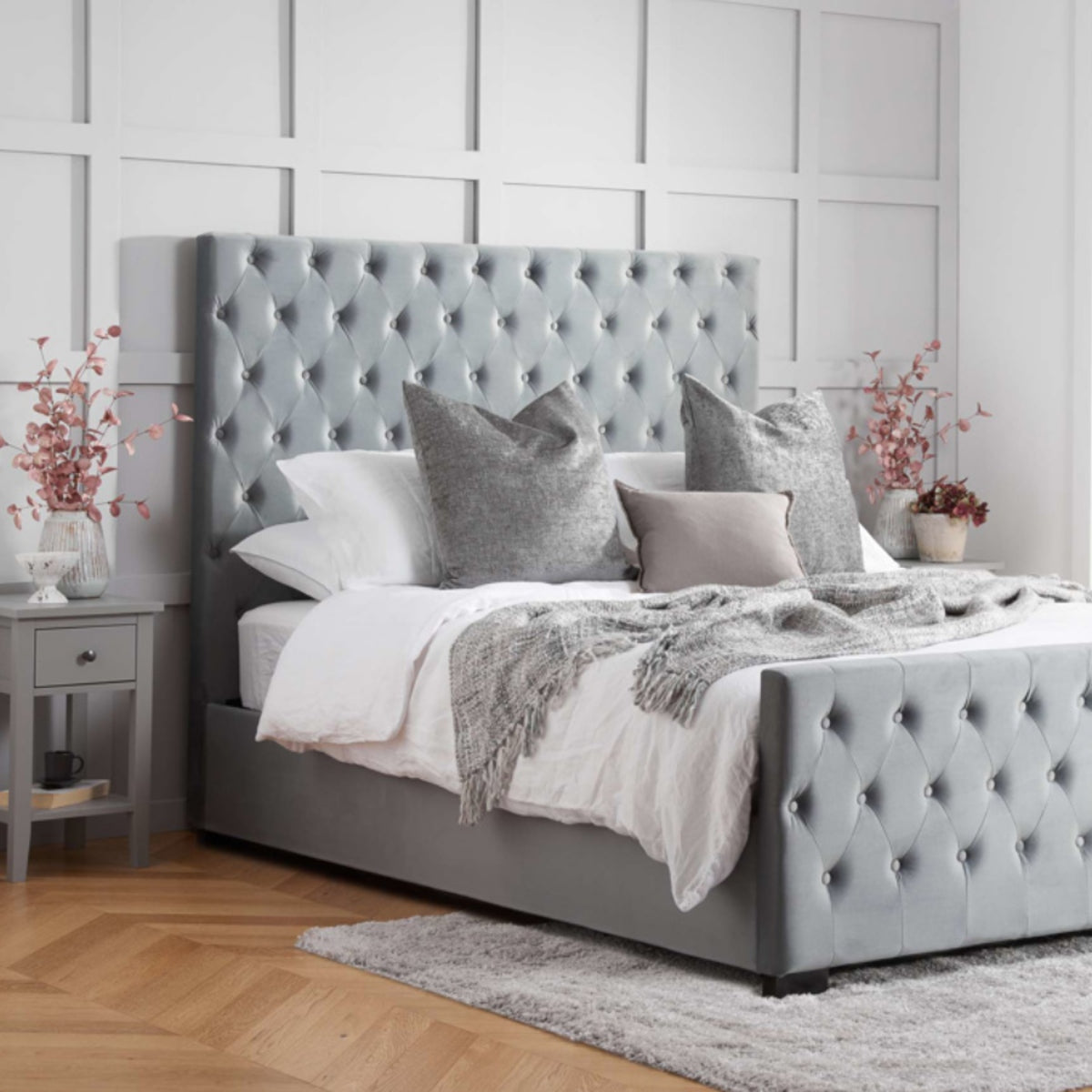 2026 Marquis Fabric Bed - Grey Velvet