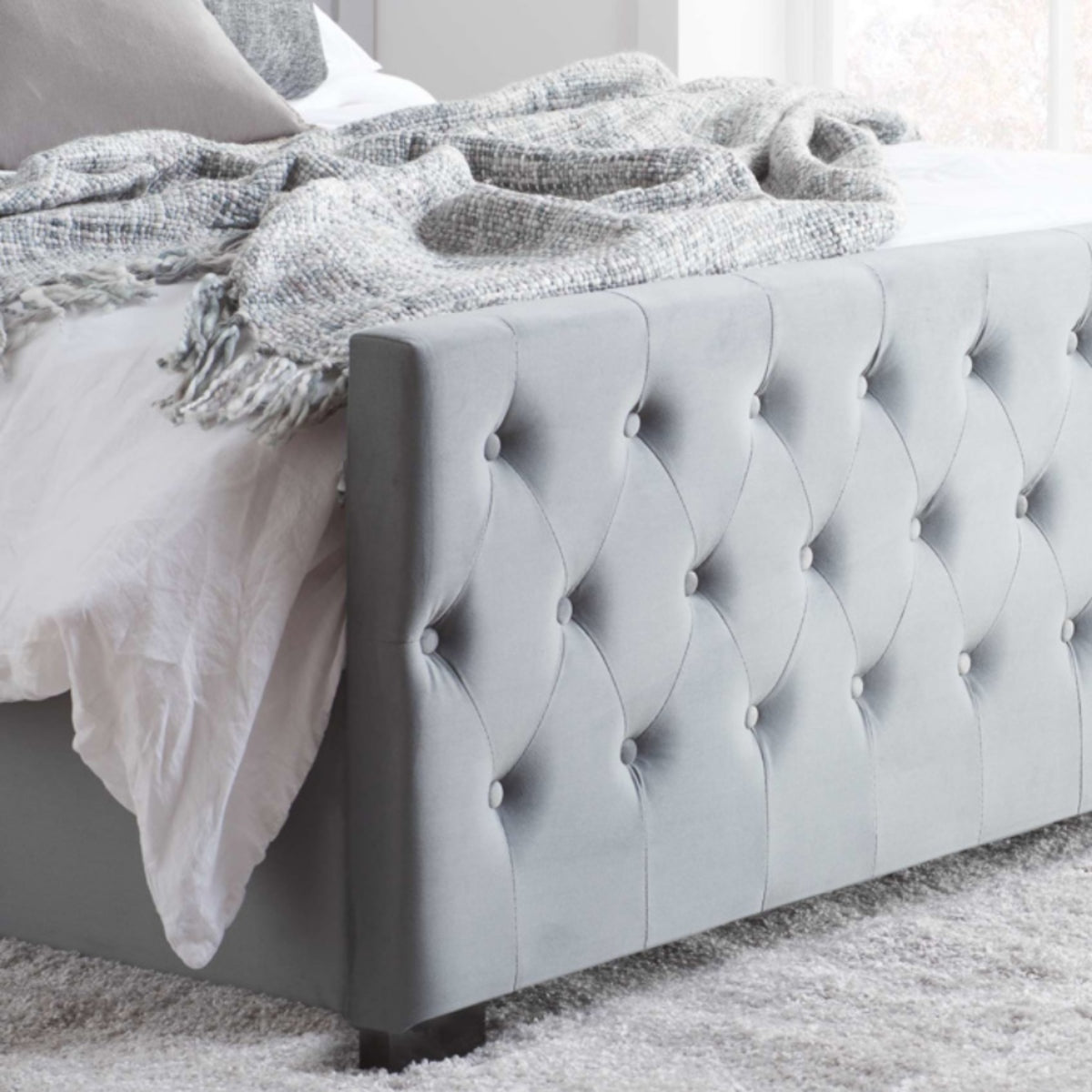 2026 Marquis Fabric Bed - Grey Velvet