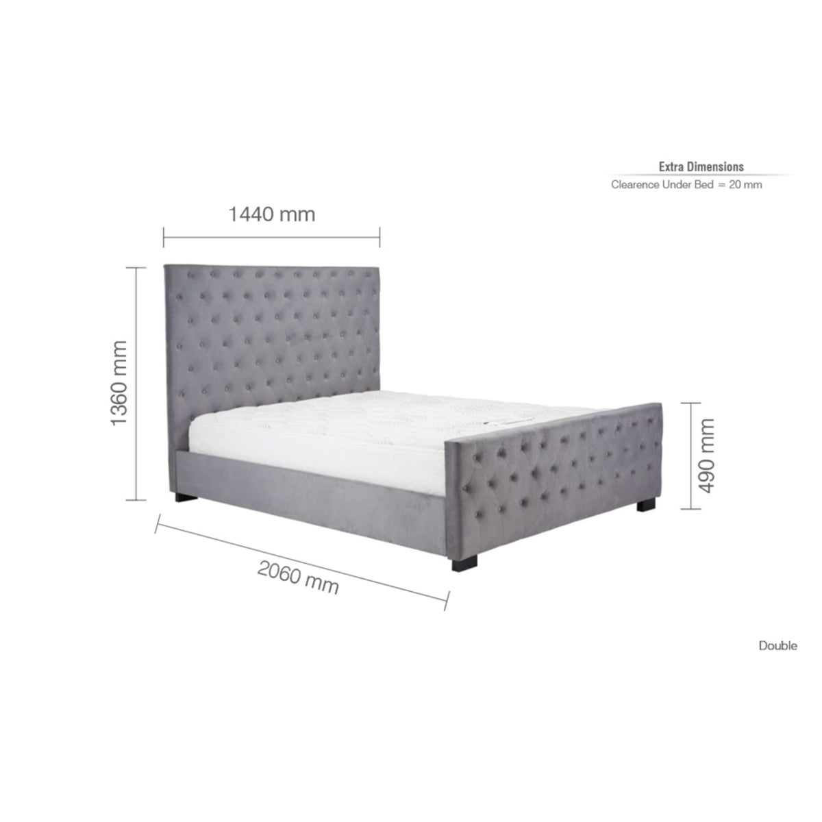 2026 Marquis Fabric Bed - Grey Velvet