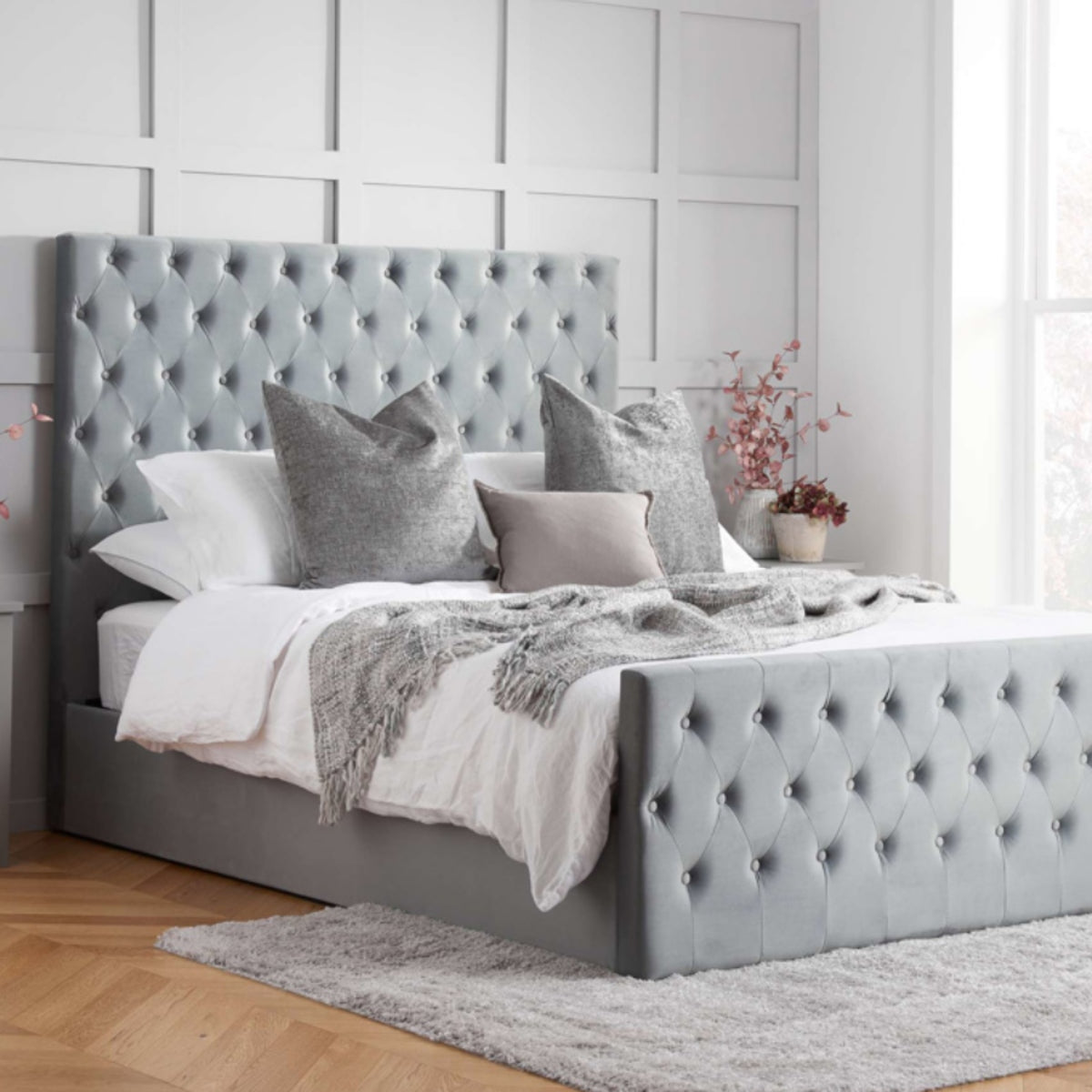 2026 Marquis Fabric Ottoman Bed - Grey Velvet