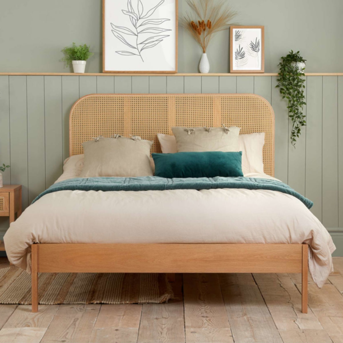 2026 Margot Rattan Bed - Oak