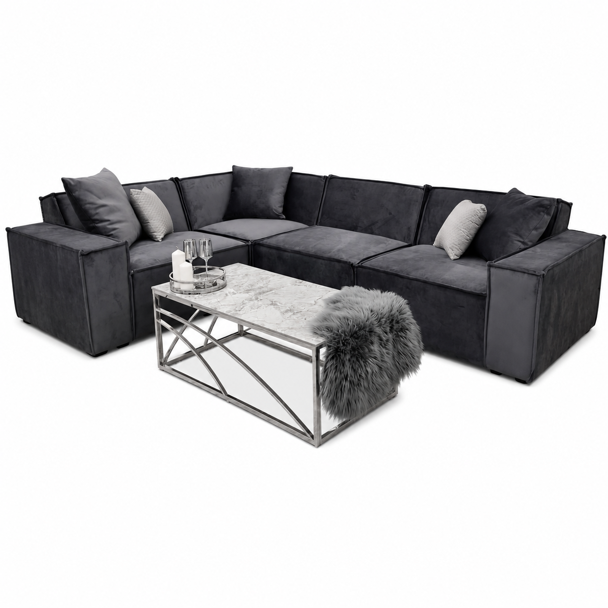 2026 Meigle Corner  Sofa -  Steel Grey - Nimbus Beds