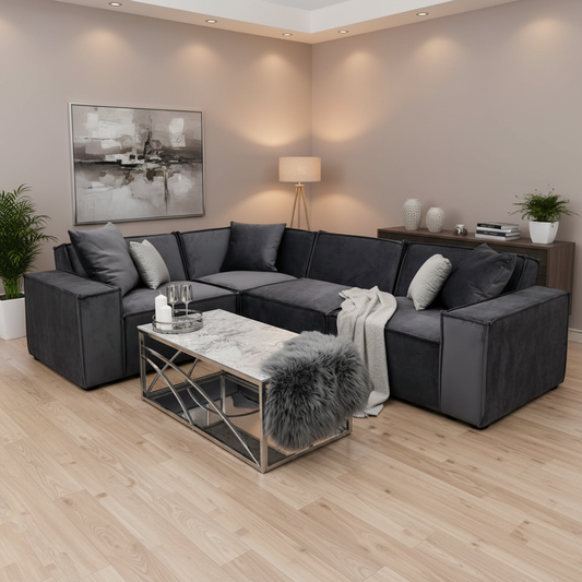 2026 Meigle Corner  Sofa -  Steel Grey - Nimbus Beds