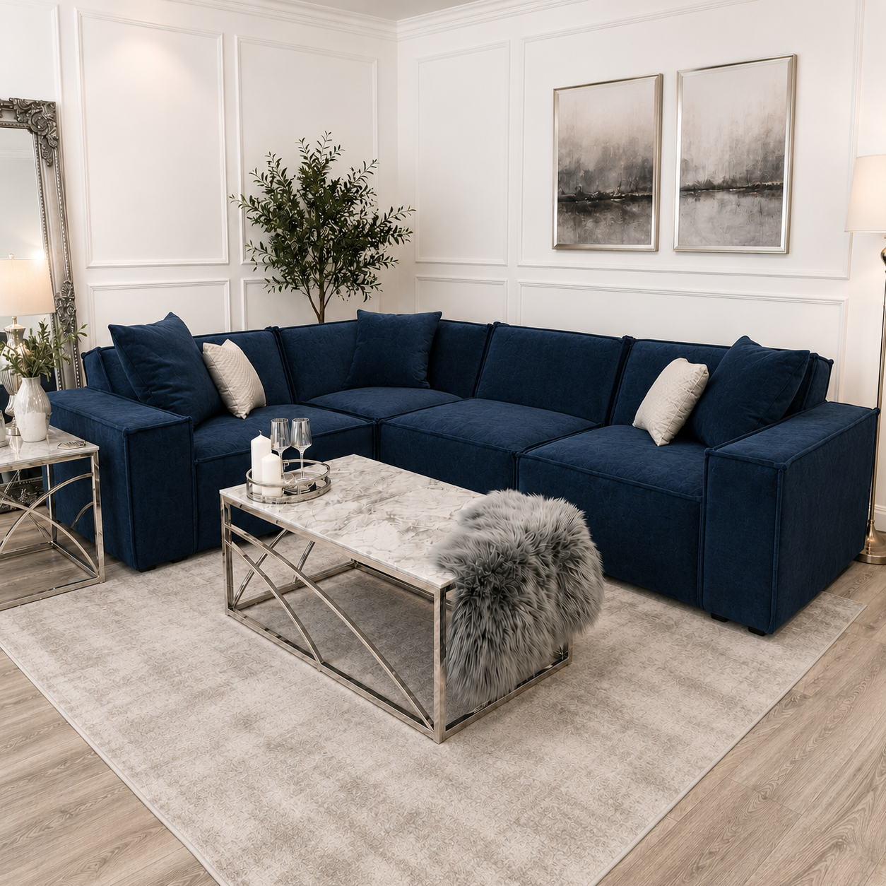 2026 Meigle Corner  Sofa  - Navy Blue - Nimbus Beds