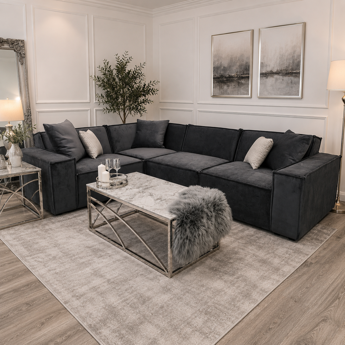 2026 Meigle Corner  Sofa -  Steel Grey - Nimbus Beds