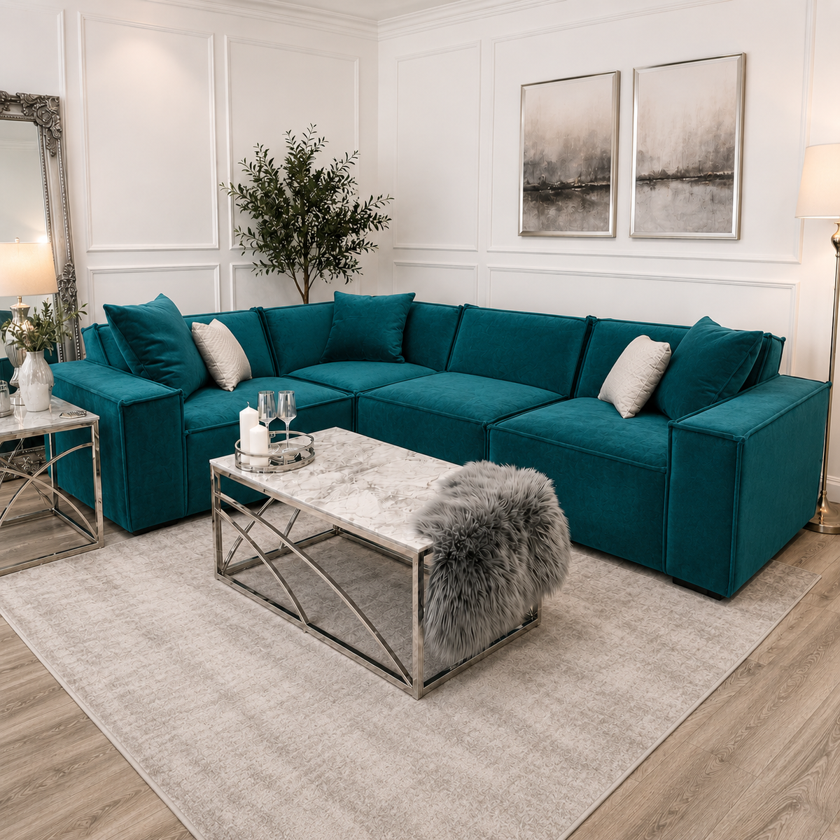 2026 Meigle Corner  Sofa -  Teal Green - Nimbus Beds