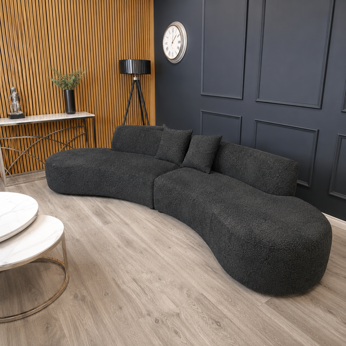 2026 Melrose Curved Sofa -  Black - Nimbus Beds