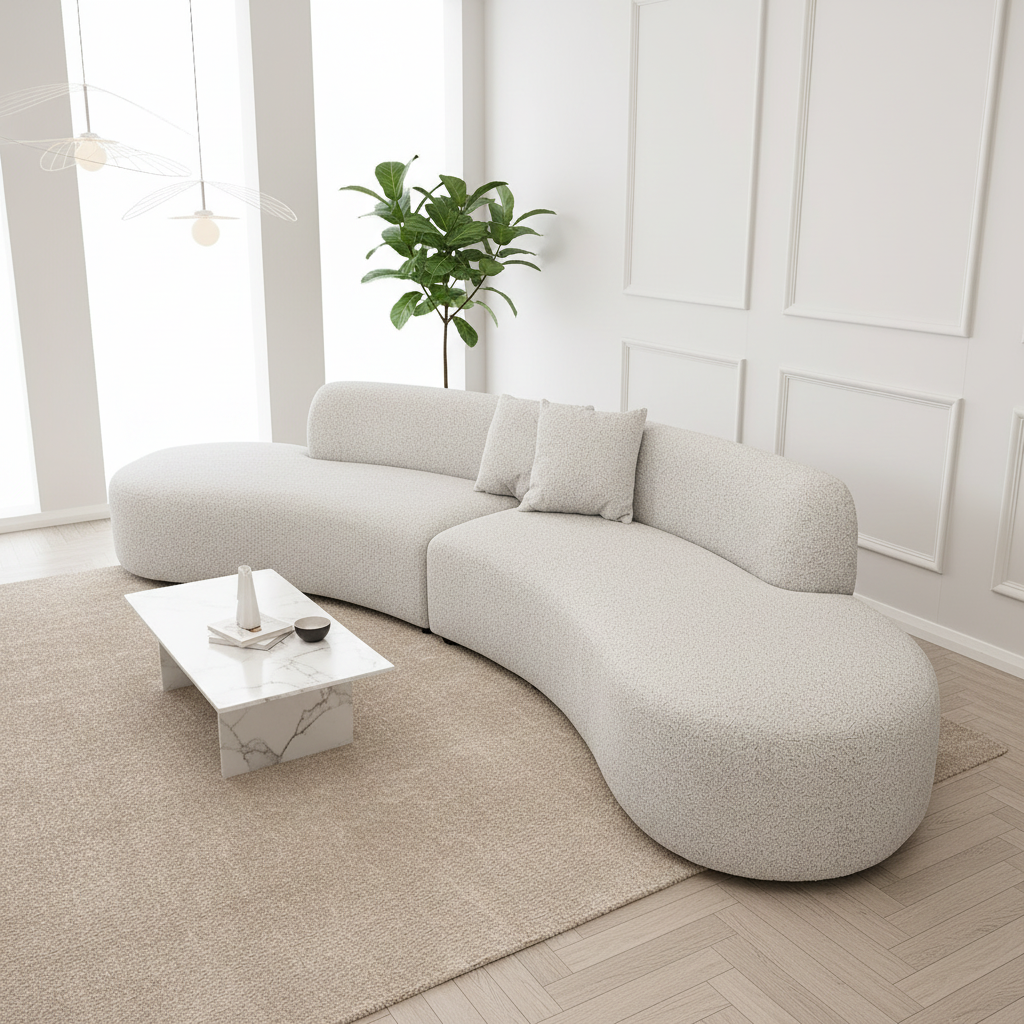 2026 Melrose Curved Sofa -  Silver Grey - Nimbus Beds