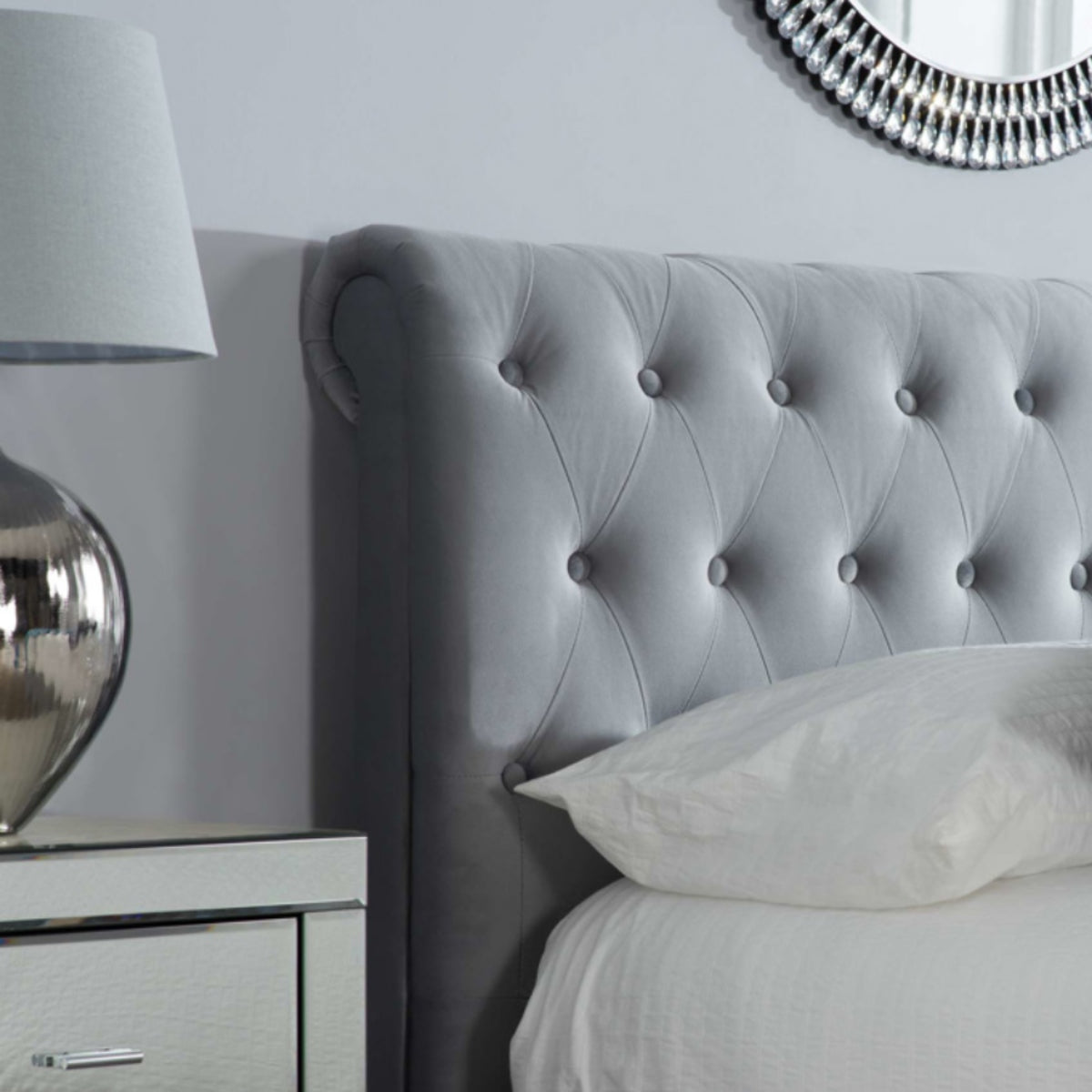 2026 Marlow Fabric Bed - Grey Velvet