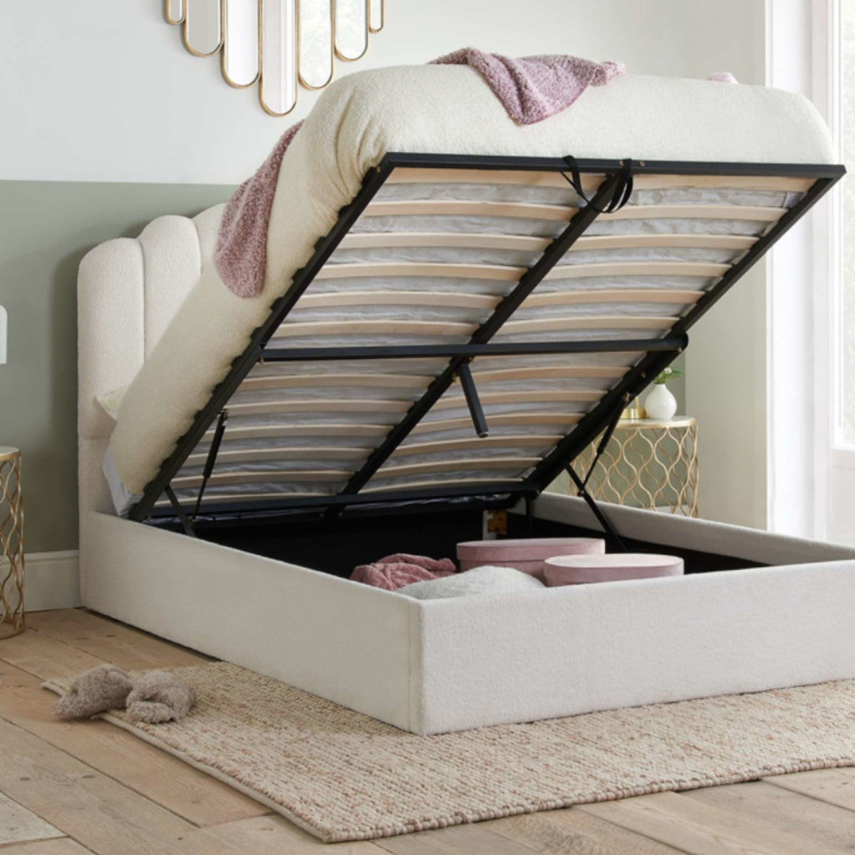 2026  Monaco Fabric Ottoman Bed - White