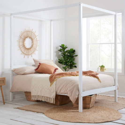 2026 Mercia Four Poster Bed - White