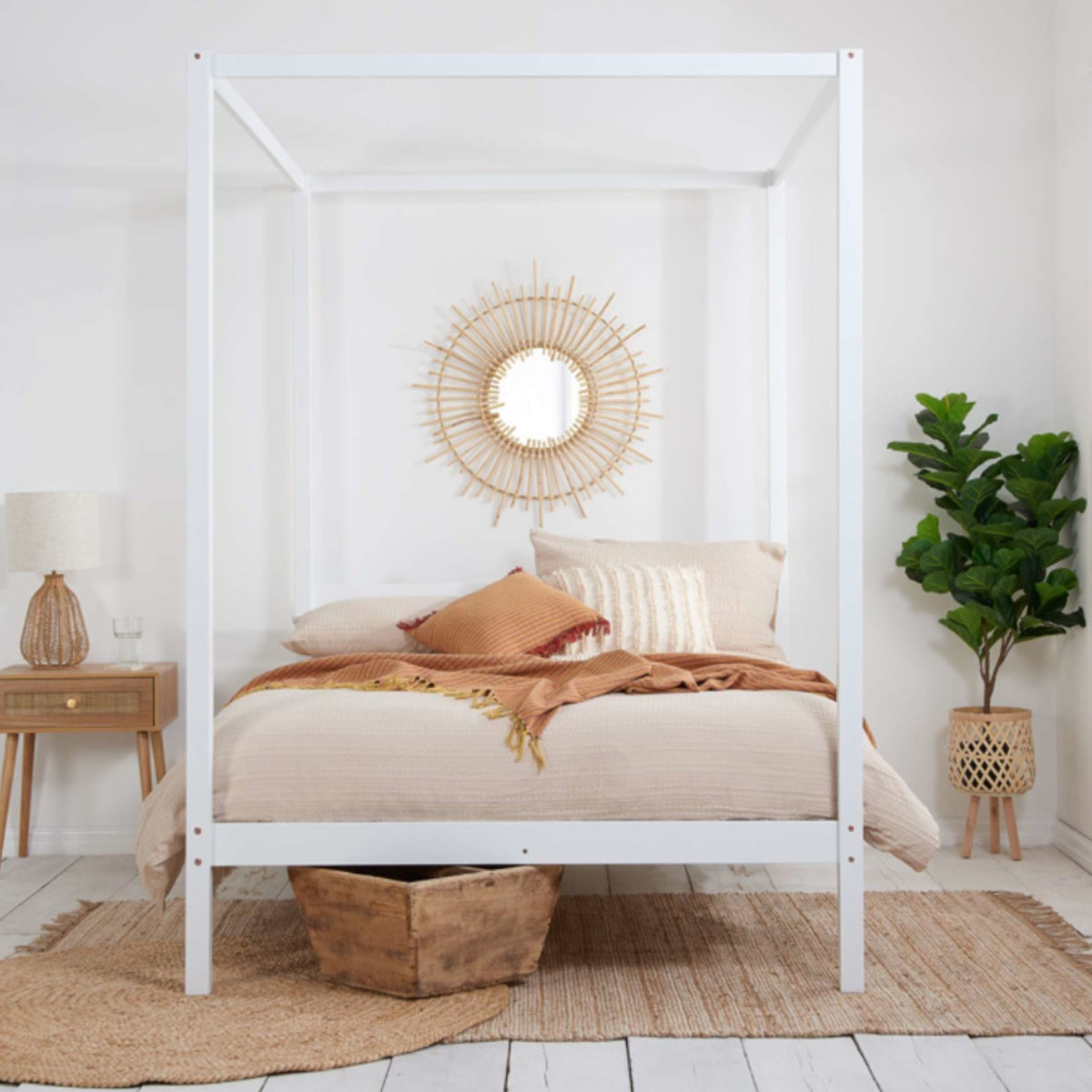 2026 Mercia Four Poster Bed - White
