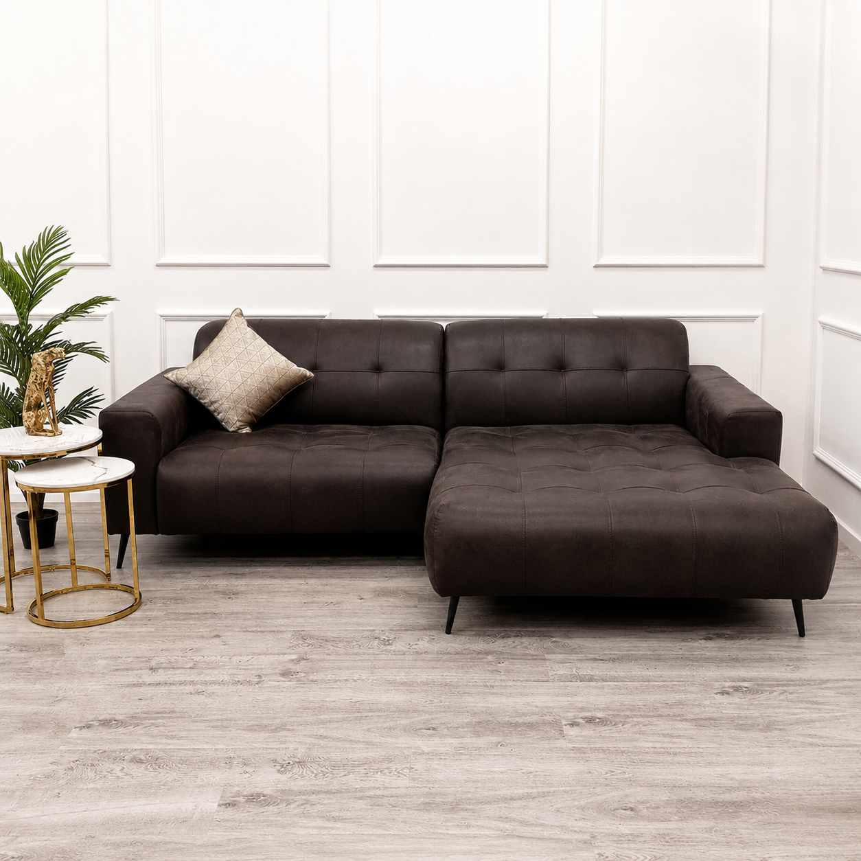 2026 Oakley 2 Piece Sofa - Dark Suede (Bison Black) - Nimbus Beds