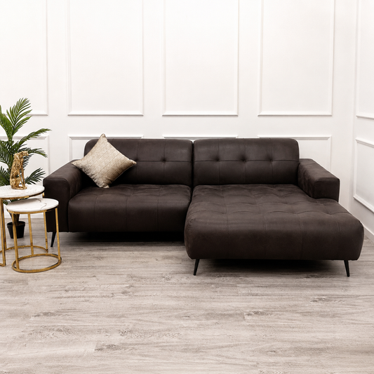 2026 Oakley 2 Piece Sofa - Dark Suede (Bison Black) - Nimbus Beds