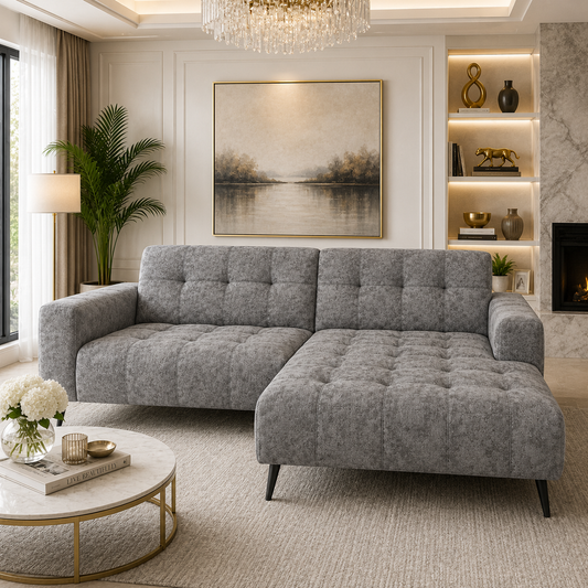 2026 Oakley 2 Piece Sofa - Mottled Grey - Nimbus Beds