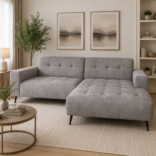 2026 Oakley 2 Piece Sofa -  Silver Grey - Nimbus Beds