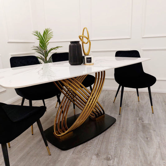 2026 Orion Gold 1.8 Dining Table with Polar White Sintered Stone Top