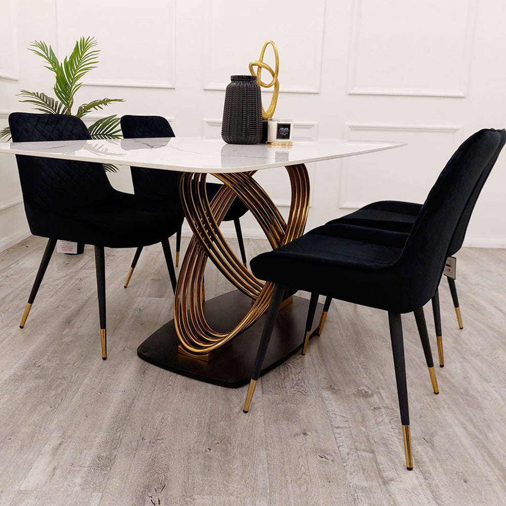 2026 Orion Gold 1.8 Dining Table with Polar White Sintered Stone Top