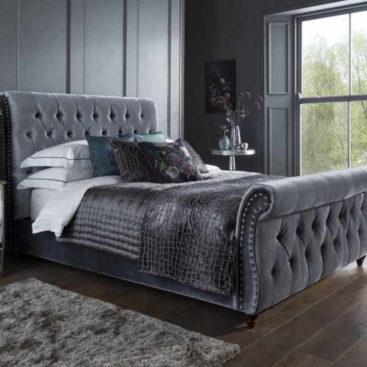 2026 Misty Fabric Bed Frame in Black