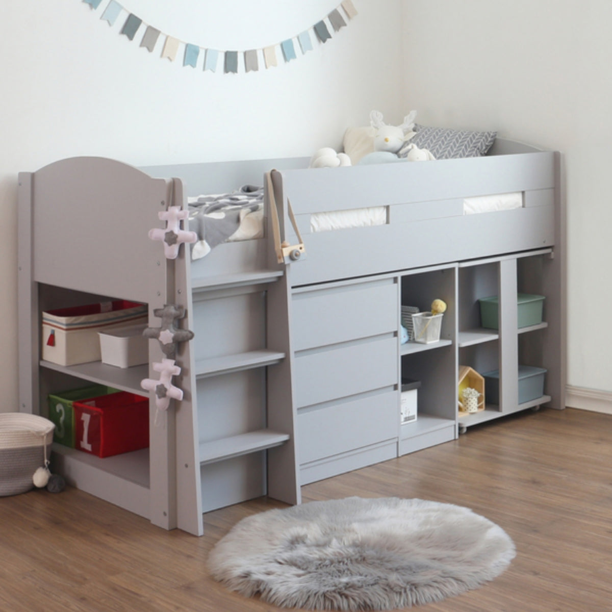 2026 Brighton Wooden Mid Sleeper Bed Frame in Grey