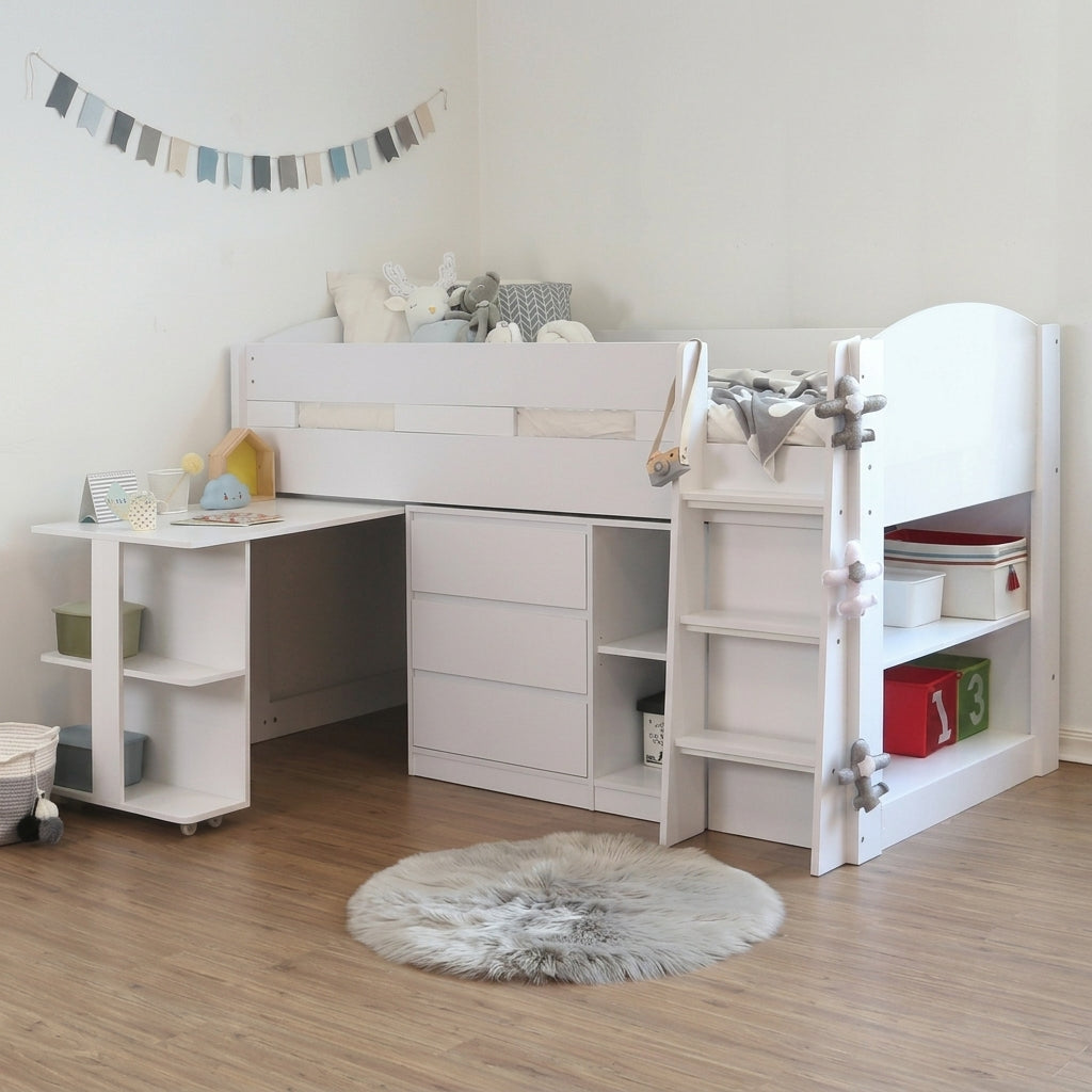 2026 Brighton Wooden Mid Sleeper Bed Frame in White