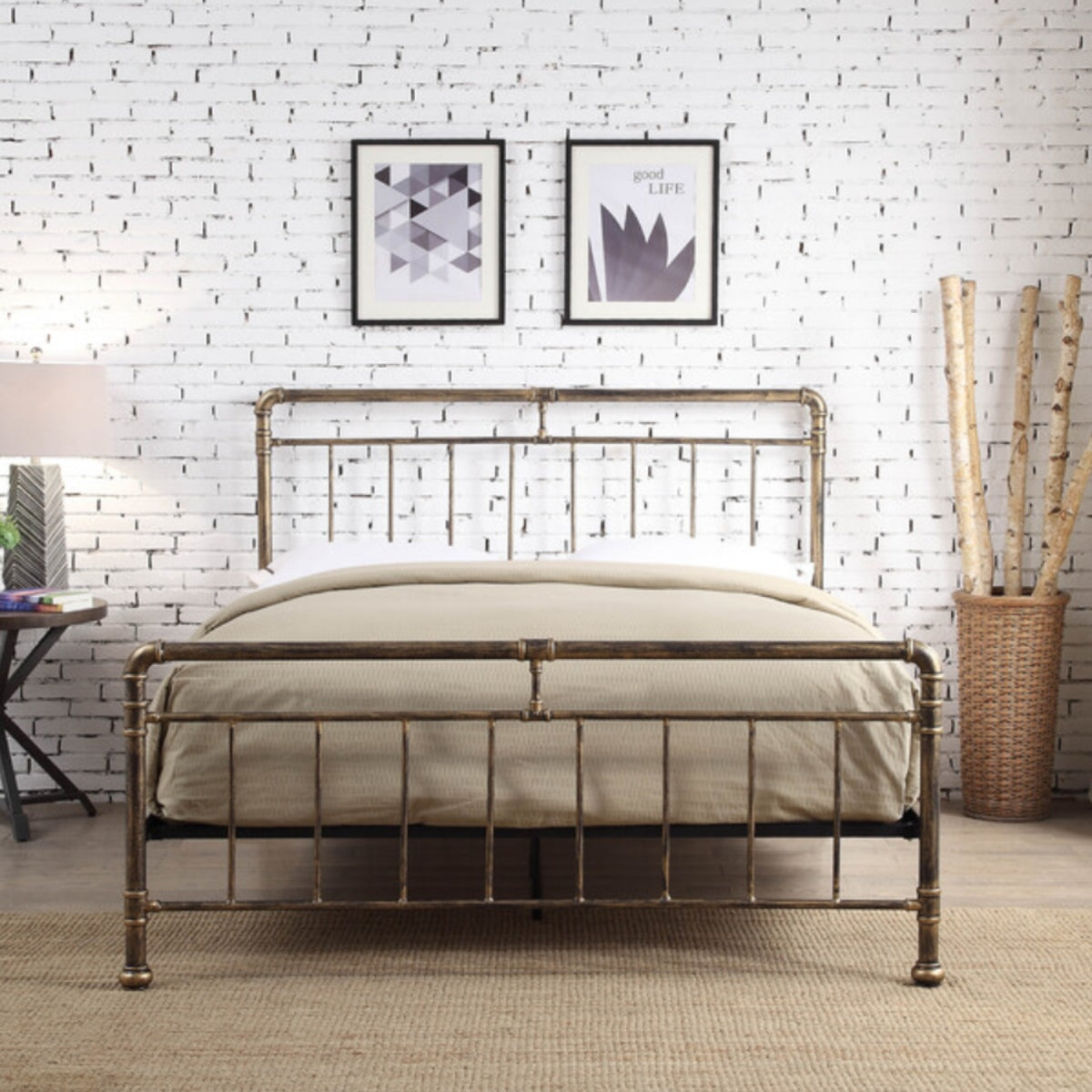 2026 Carlisle Metal Bed Frame in Antique Bronze