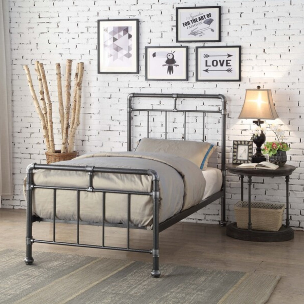 2026 Carlisle Metal Bed Frame in Black / Silver