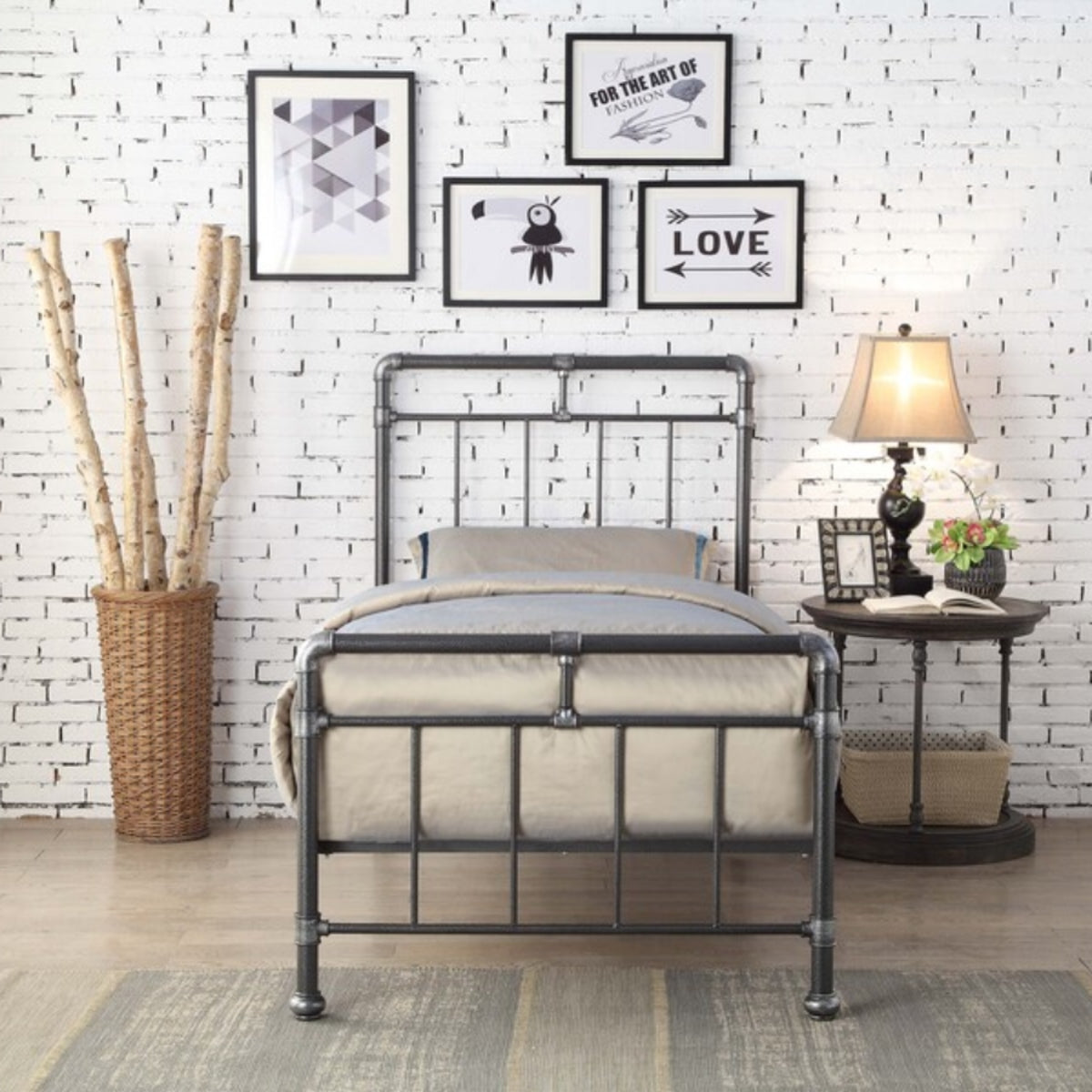 2026 Carlisle Metal Bed Frame in Black / Silver