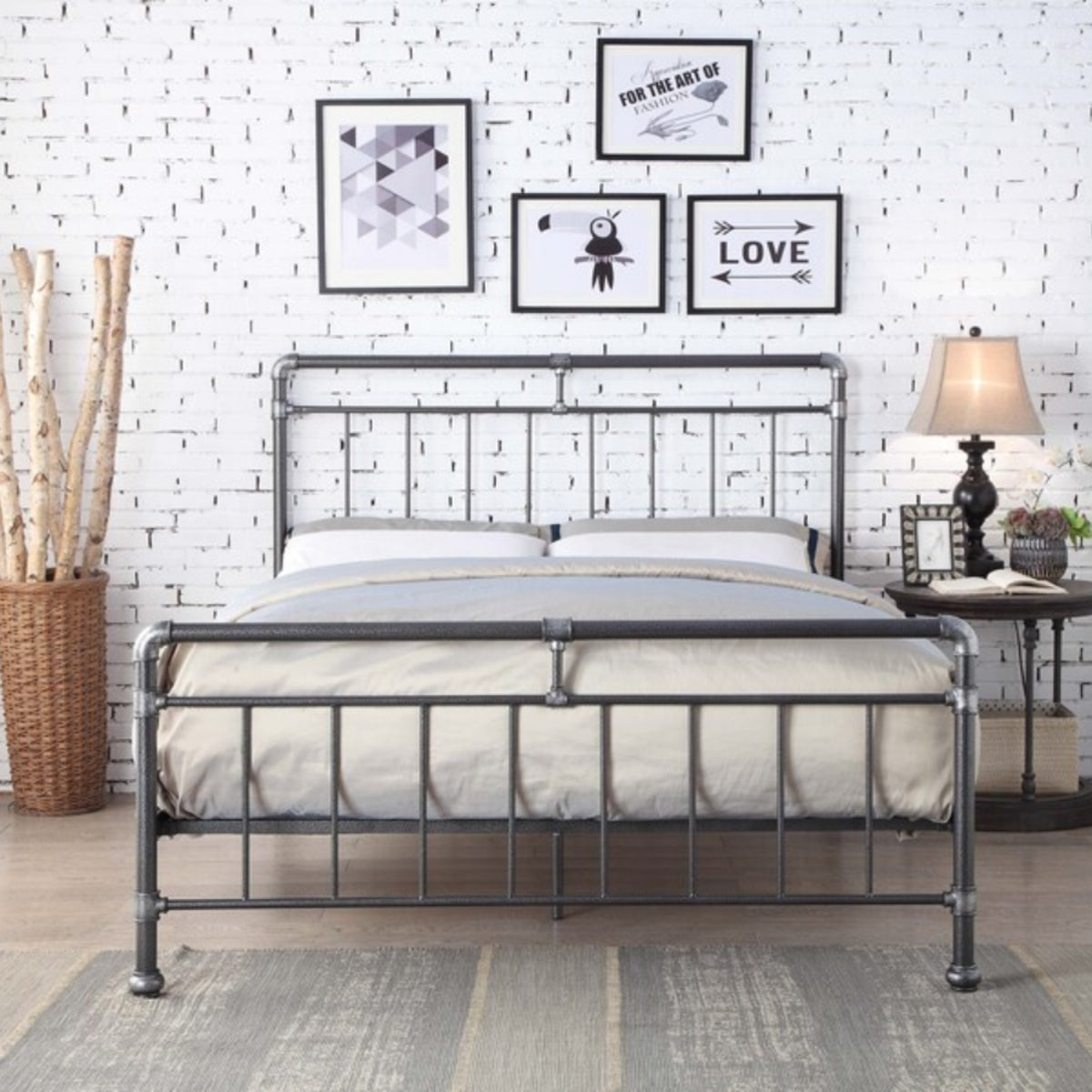 2026 Carlisle Metal Bed Frame in Black / Silver