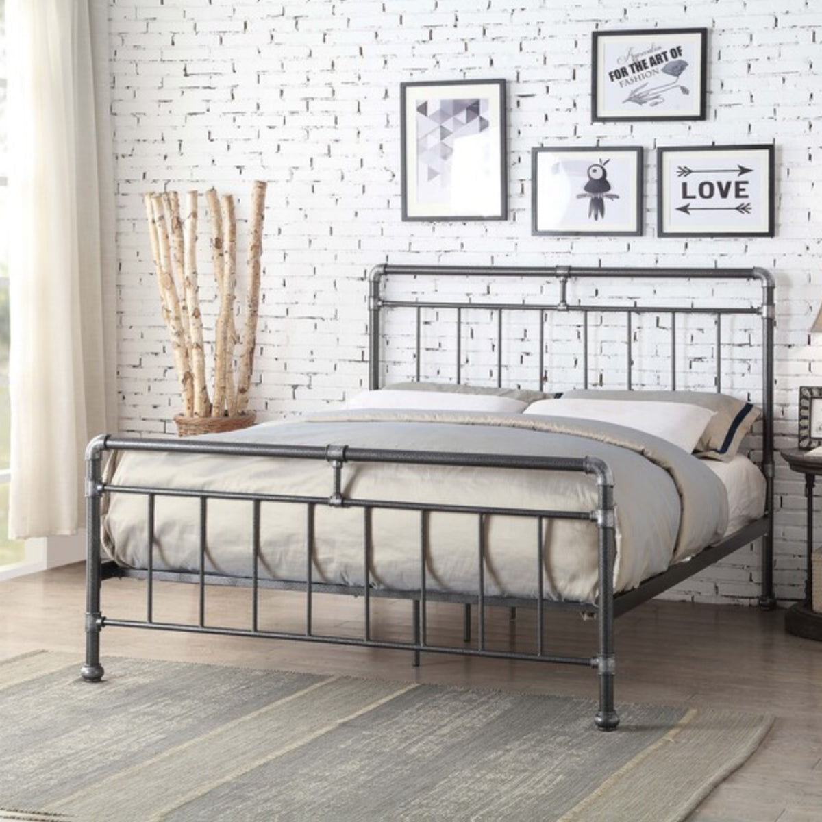2026 Carlisle Metal Bed Frame in Black / Silver