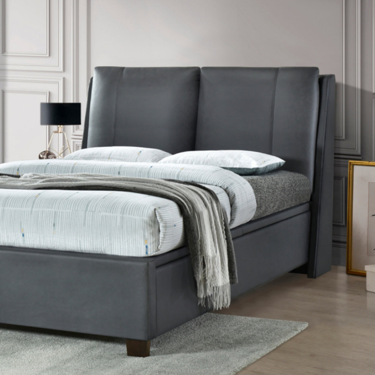 2026 Athena Fabric Ottoman Bed Frame in Grey