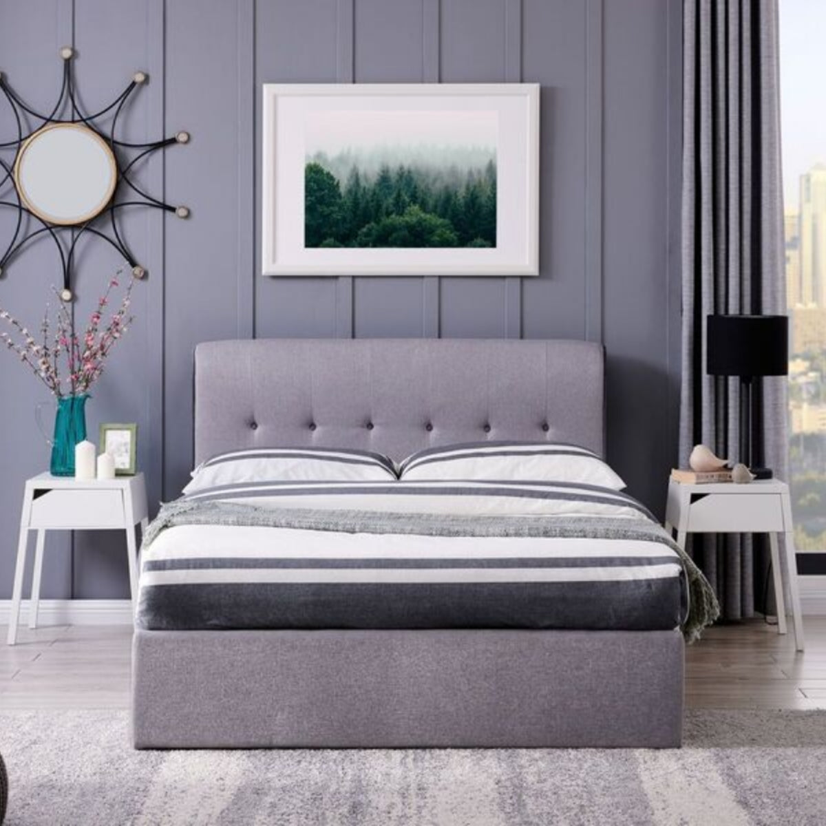 2026 Chester Fabric End Lift Ottoman Bed Frame in  Grey