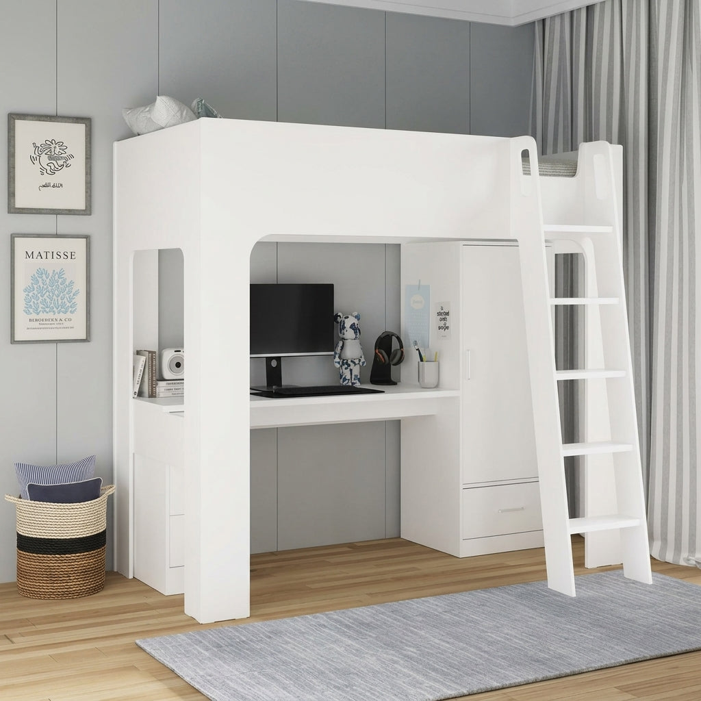 2026 Exeter Wooden High Sleeper Bed Frame in White