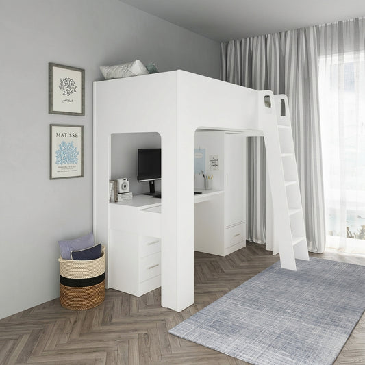 2026 Exeter Wooden High Sleeper Bed Frame in White