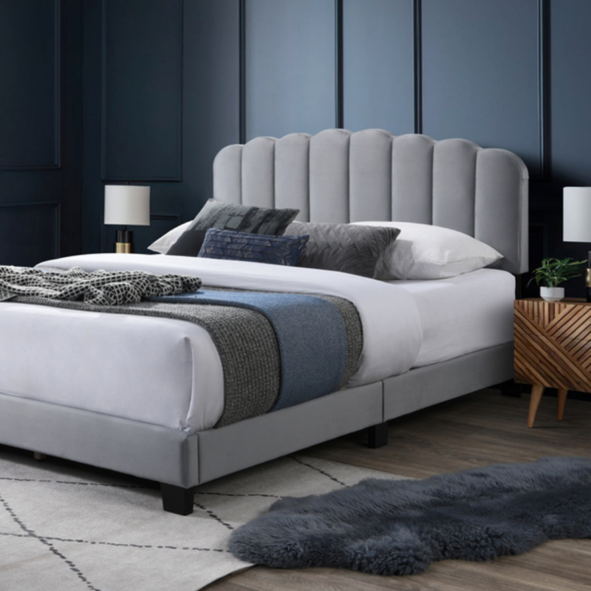 2026 Hazel Fabric Bed Frame in Grey