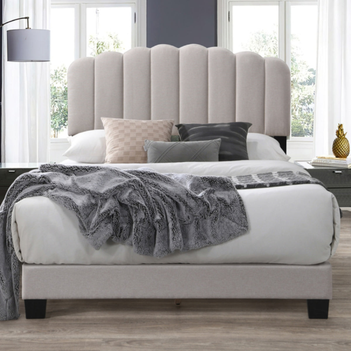 2026 Hazel Fabric Bed Frame in Pebble