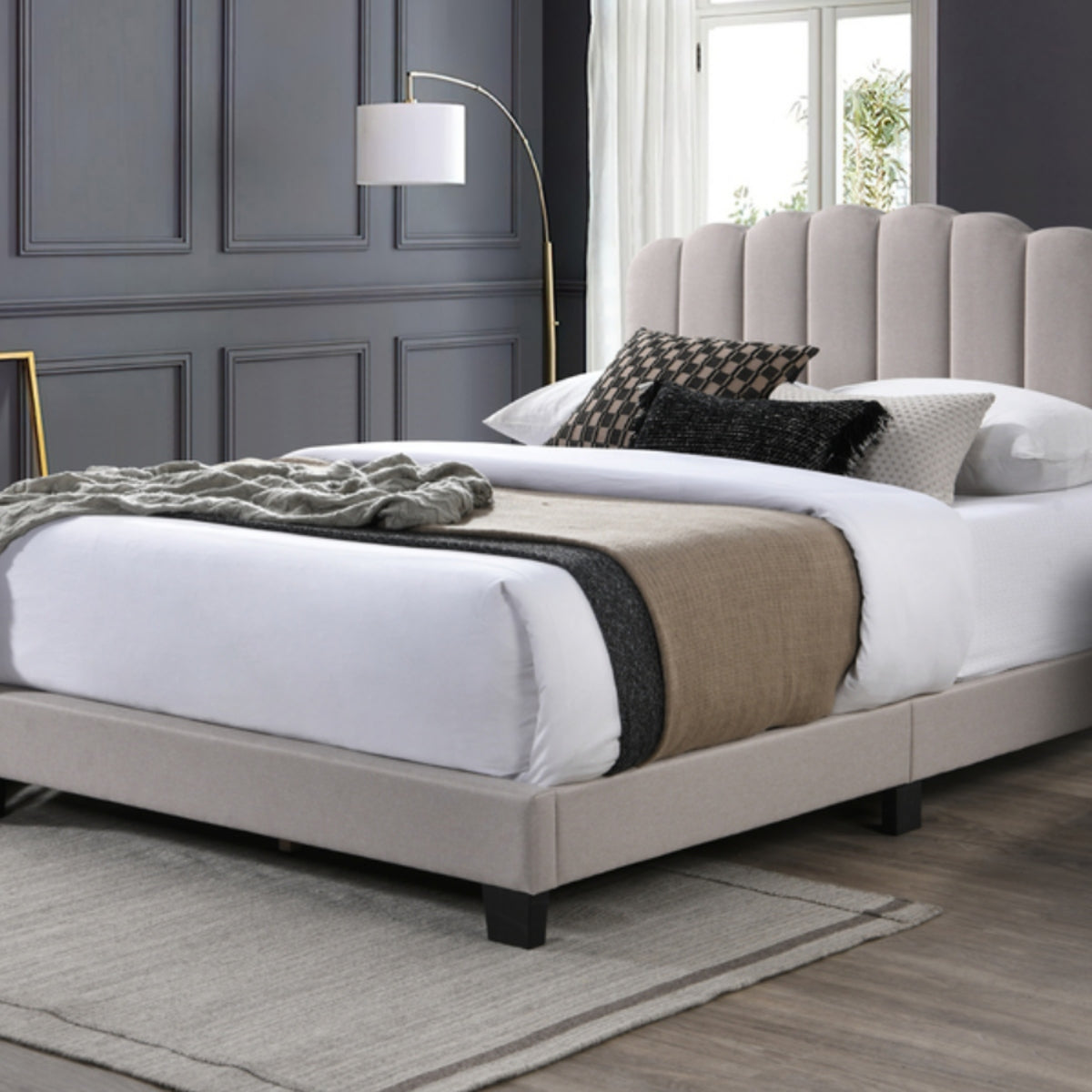 2026 Hazel Fabric Bed Frame in Pebble