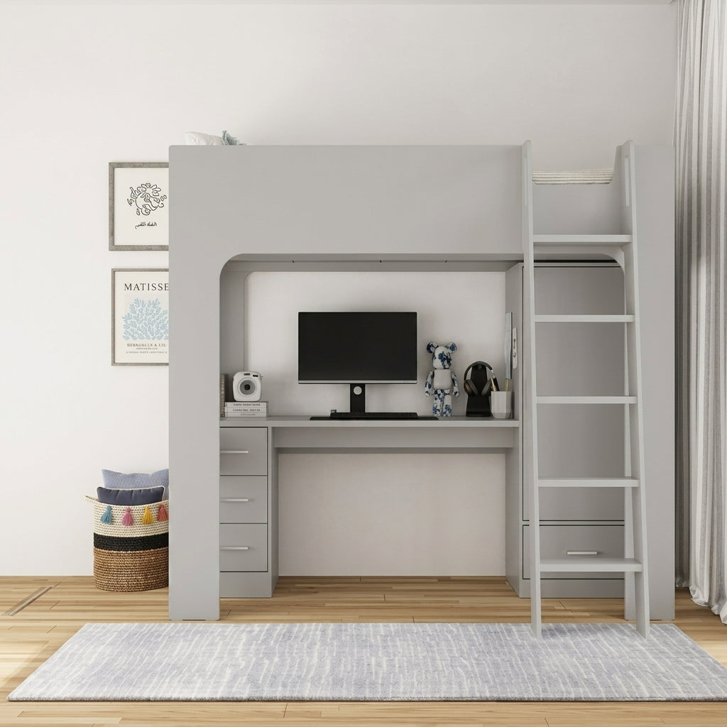 2026 Exeter Wooden High Sleeper Bed Frame in Grey