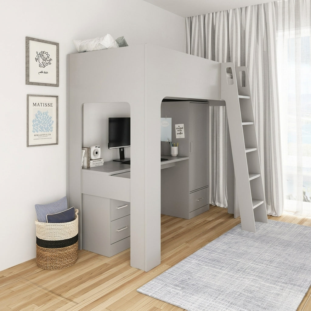 2026 Exeter Wooden High Sleeper Bed Frame in Grey