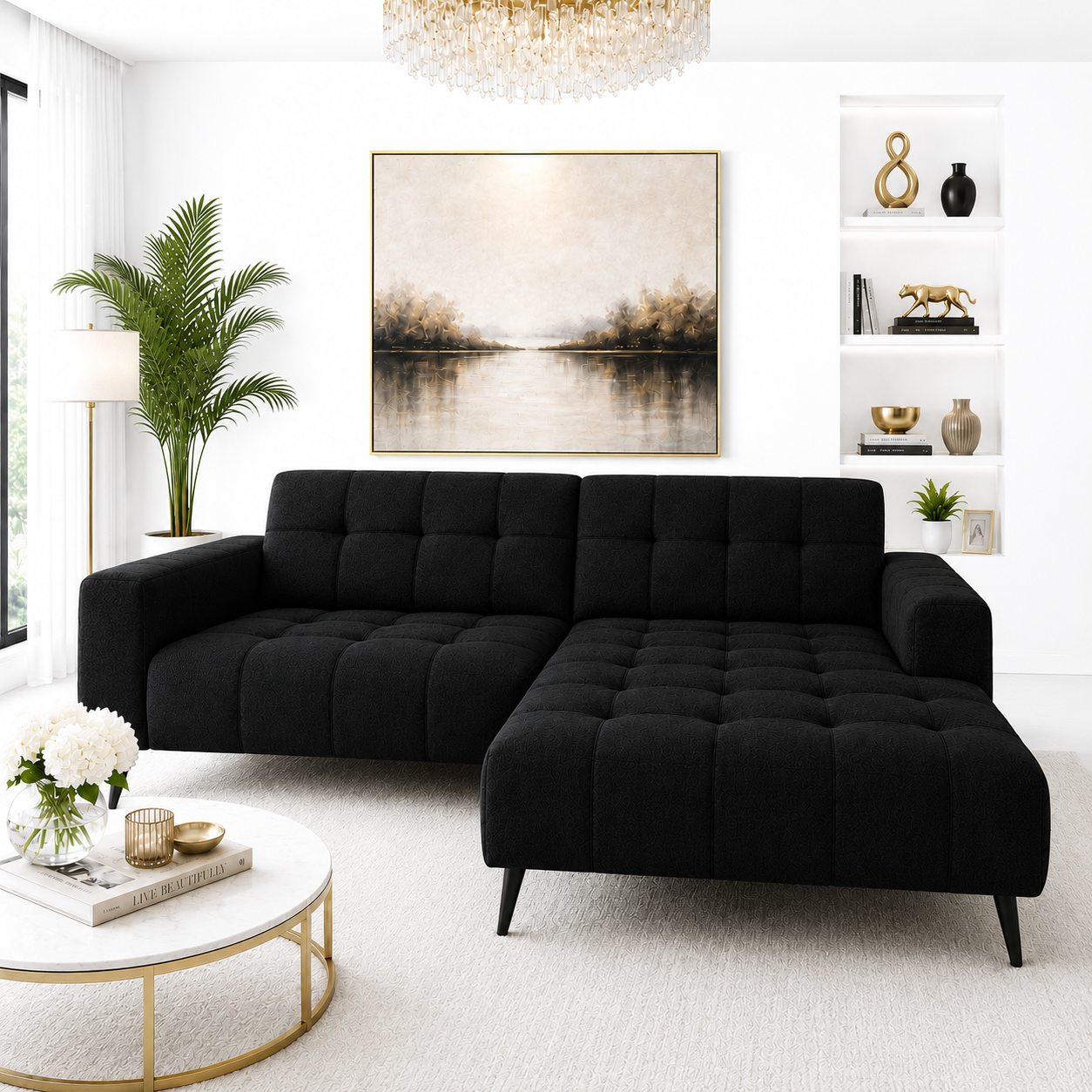 2026 Oakley 2 Piece Sofa - Ebony Black - Nimbus Beds