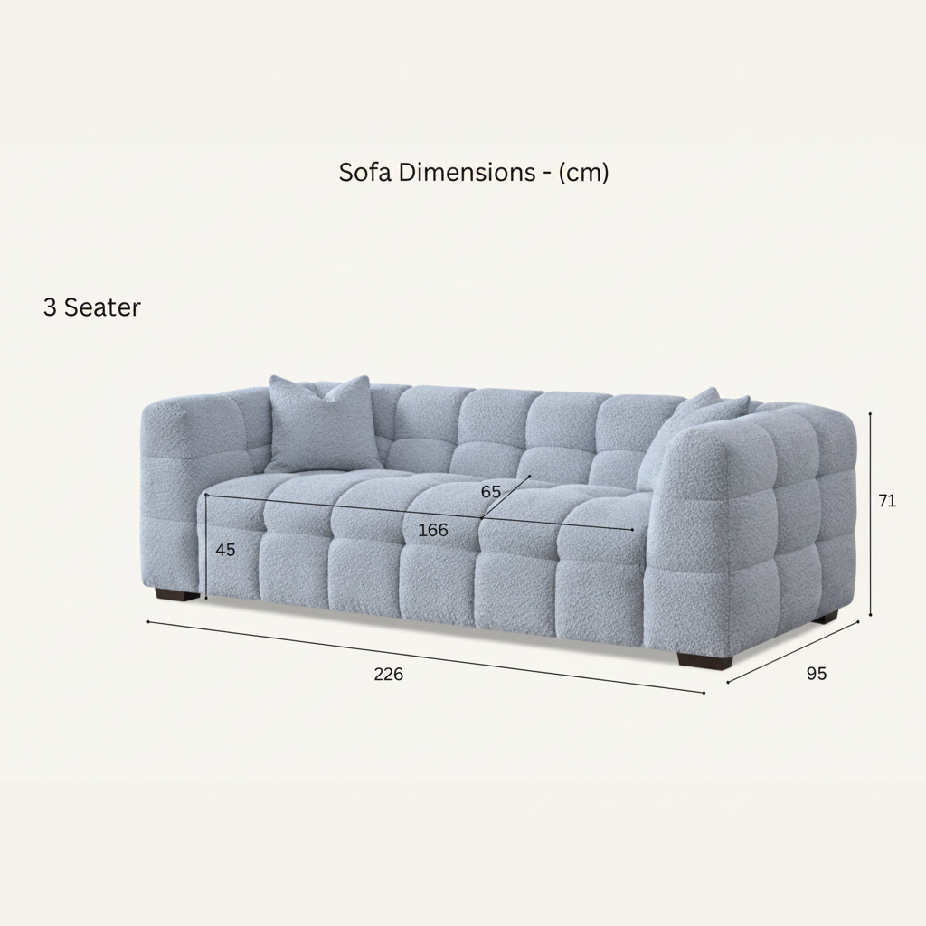 2026 Aubrey 3 Seater Sofa -  Pearl Boucle - Nimbus Beds