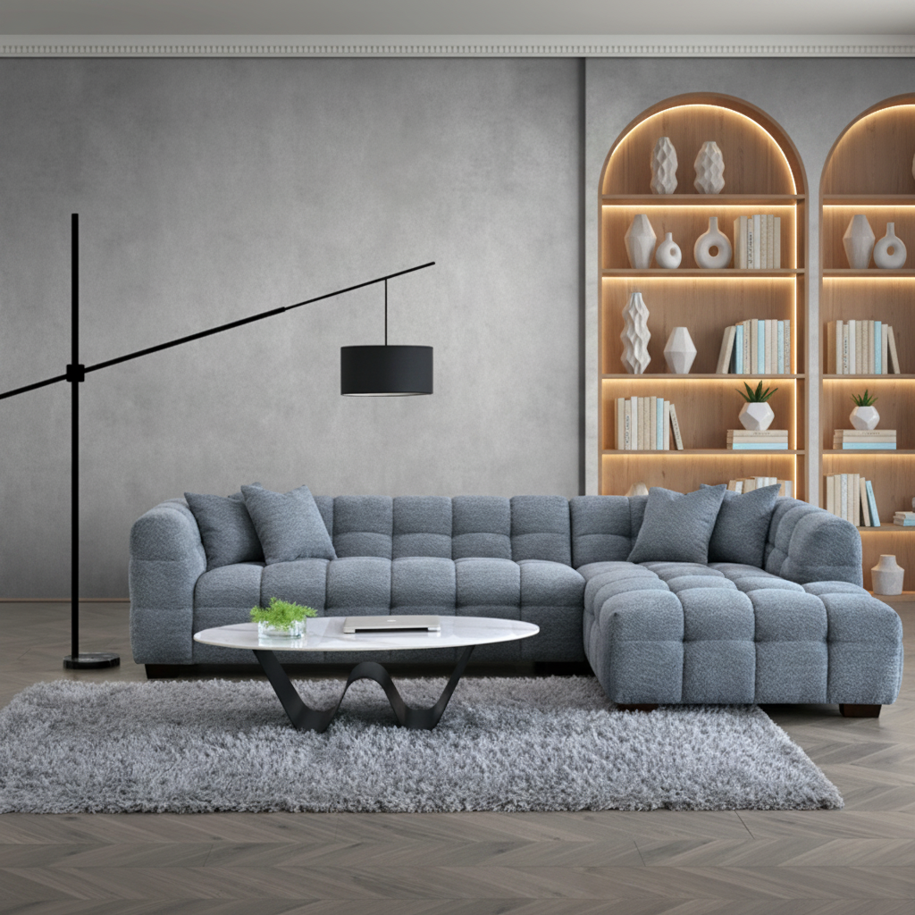 2026 Aubrey Corner Sofa - Right Hand -  Iron Boucle - Nimbus Beds