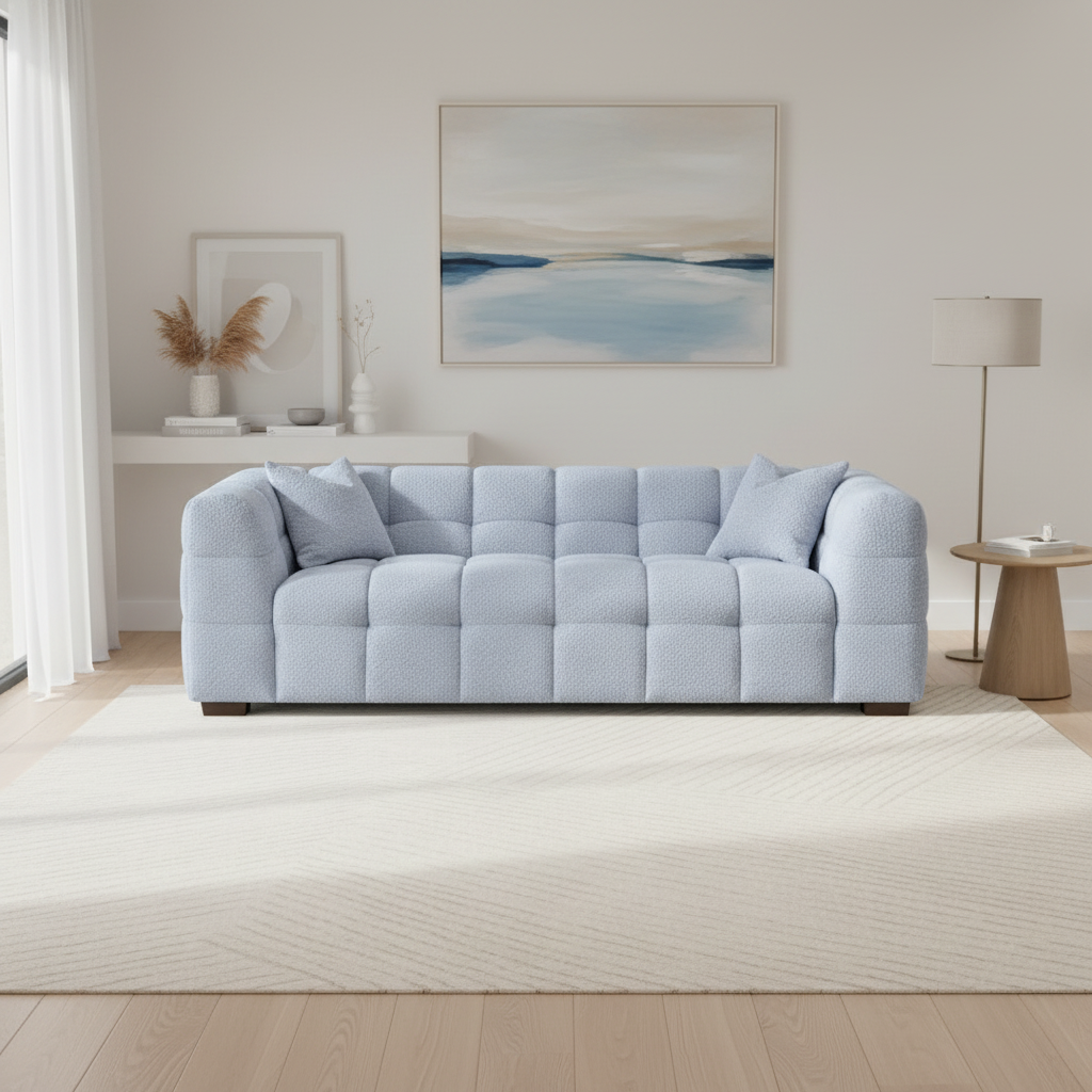 2026 Aubrey 3 Seater Sofa -  Pearl Boucle - Nimbus Beds