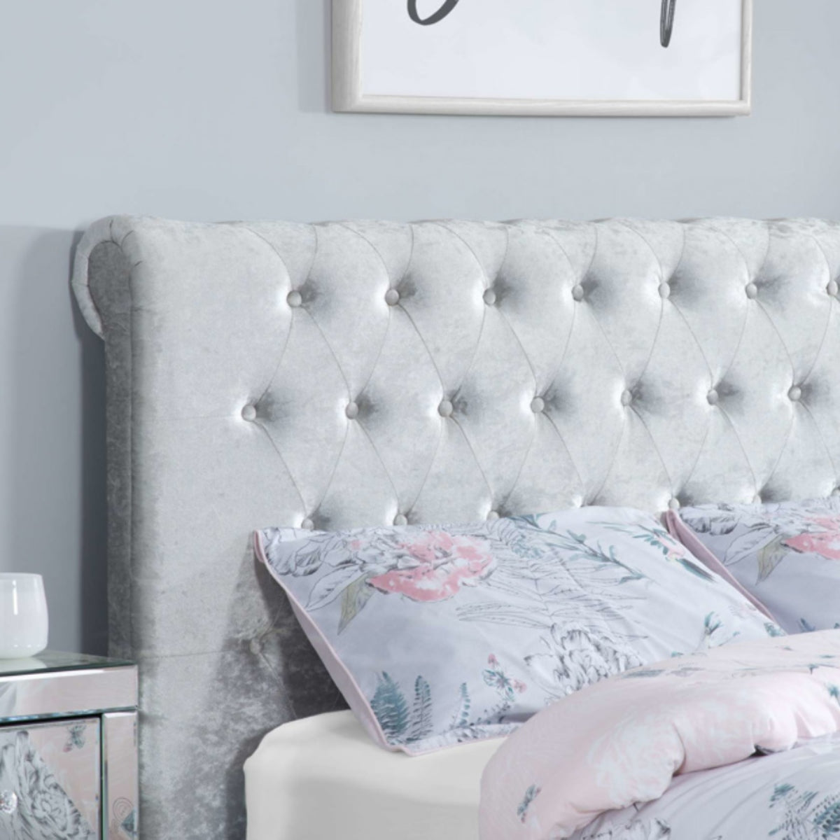 2026  Sienna Fabric Bed - Steel Crushed Velvet