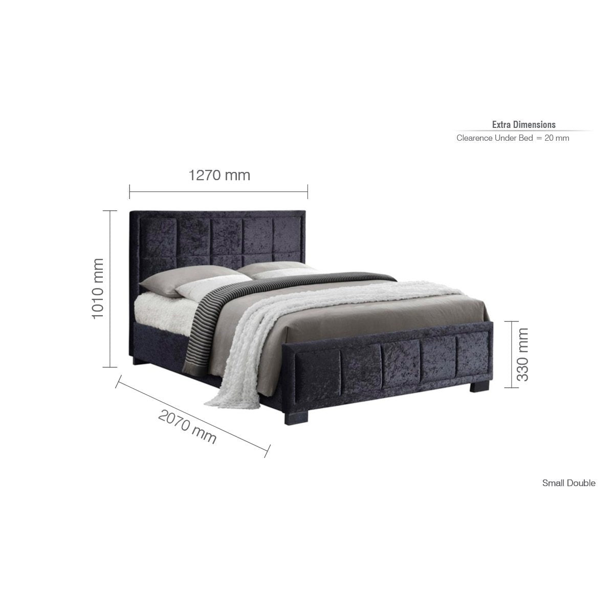 2026 Hannover Fabric Bed - Black Crushed Velvet