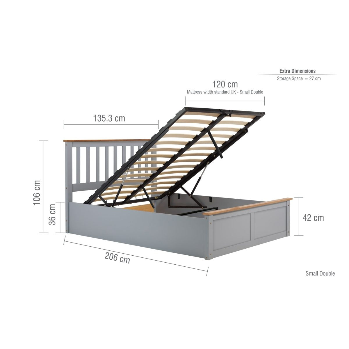 2026 Phoenix Ottoman Bed - Stone Grey