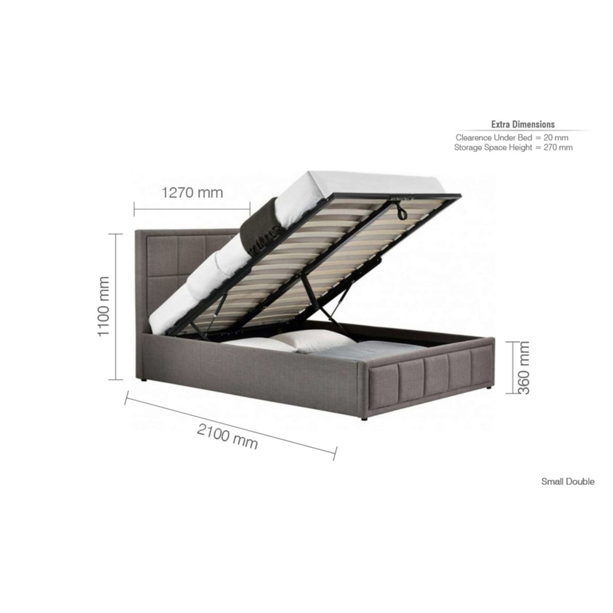 2026 Hannover Fabric Ottoman Bed - Grey