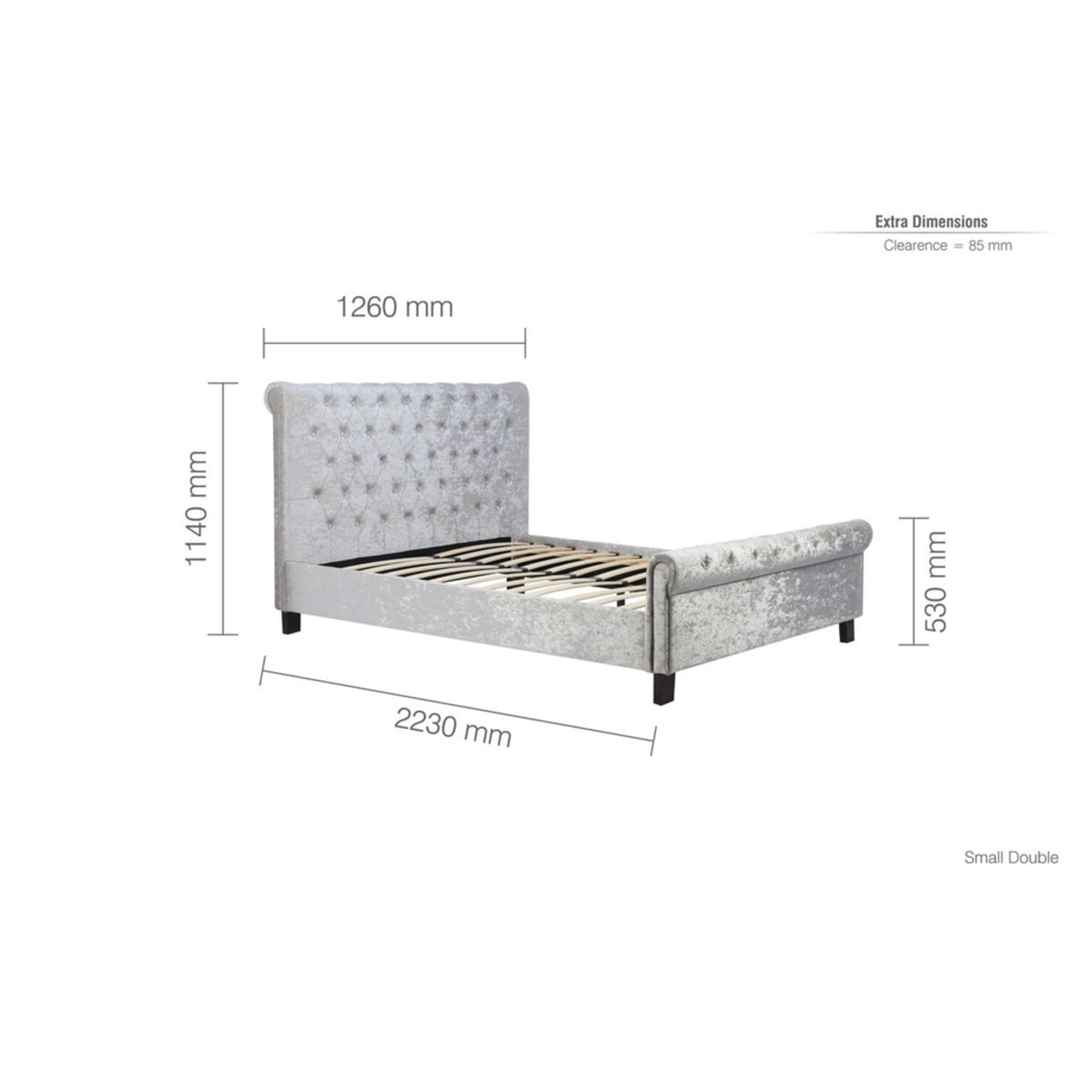 2026  Sienna Fabric Bed - Steel Crushed Velvet