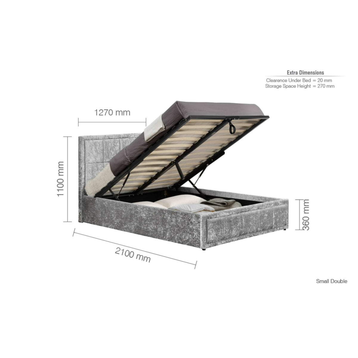 2026 Hannover Fabric Ottoman Bed - Steel Crushed